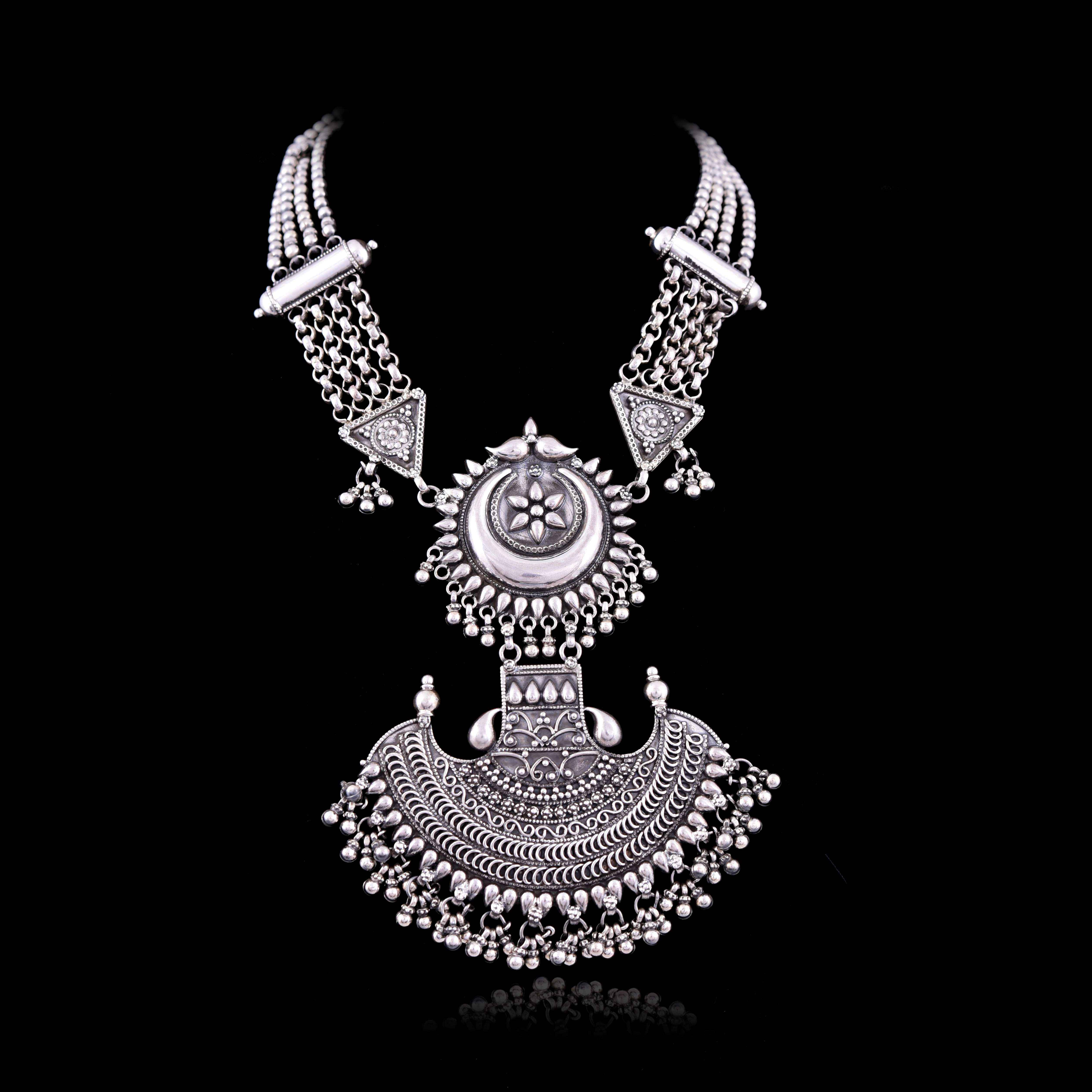 silver-tribal-statement-necklace-sku-5878